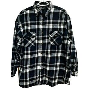 Polar King Heavyweight Flannel Mens 2XLR Shacket Snaps Plaid Outdoors‎ No Lining